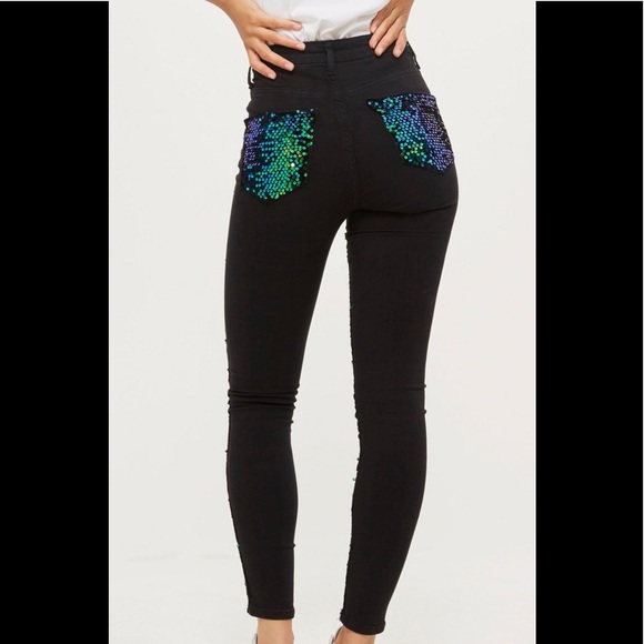 Topshop Jaime Holographic Iridescent Green Jegging - Picture 5 of 6